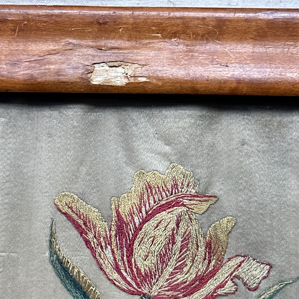 Pair of 19th-century Framed Embroidered Floral Silk Panels - Image 10