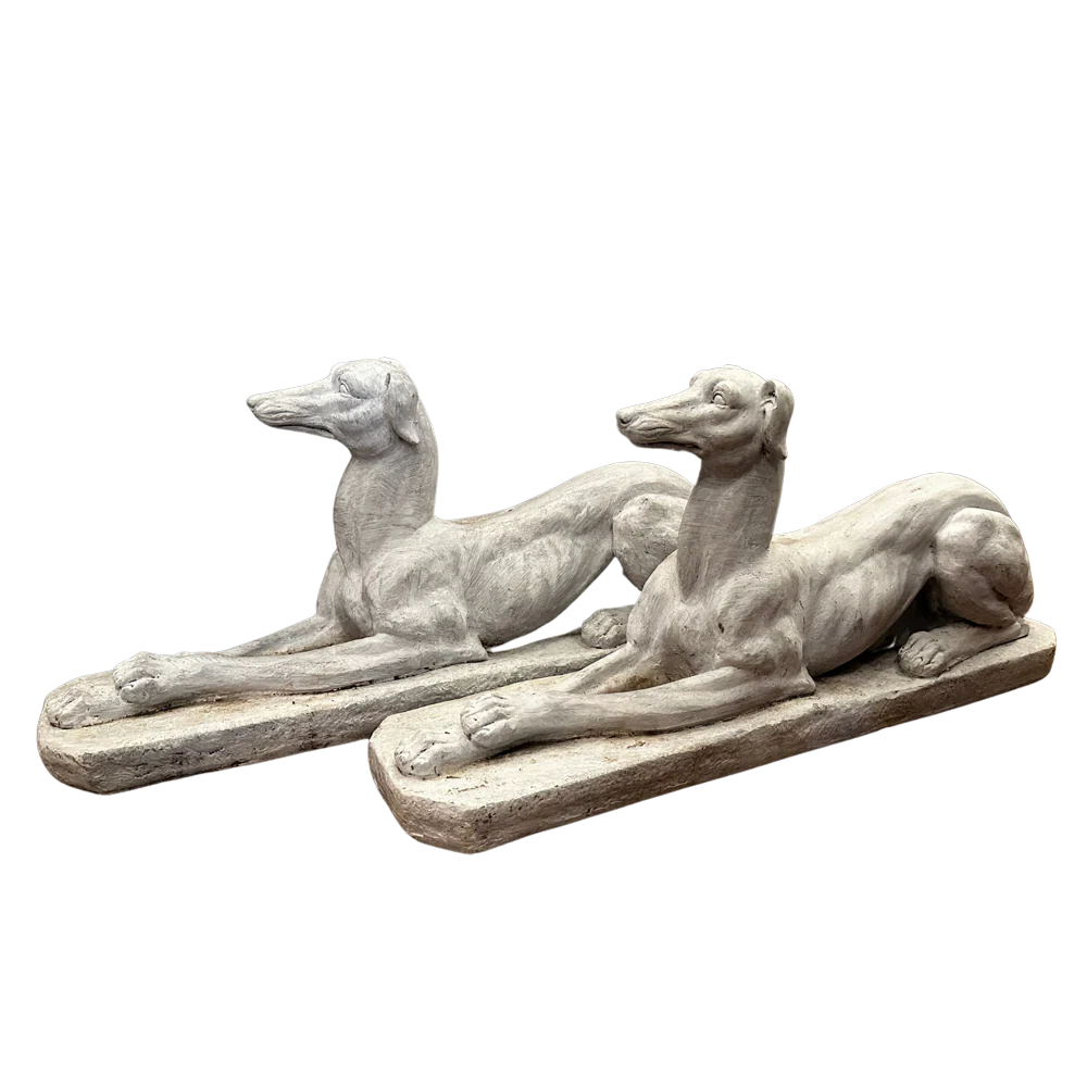 Pair of Vintage Garden Greyhound Statues
