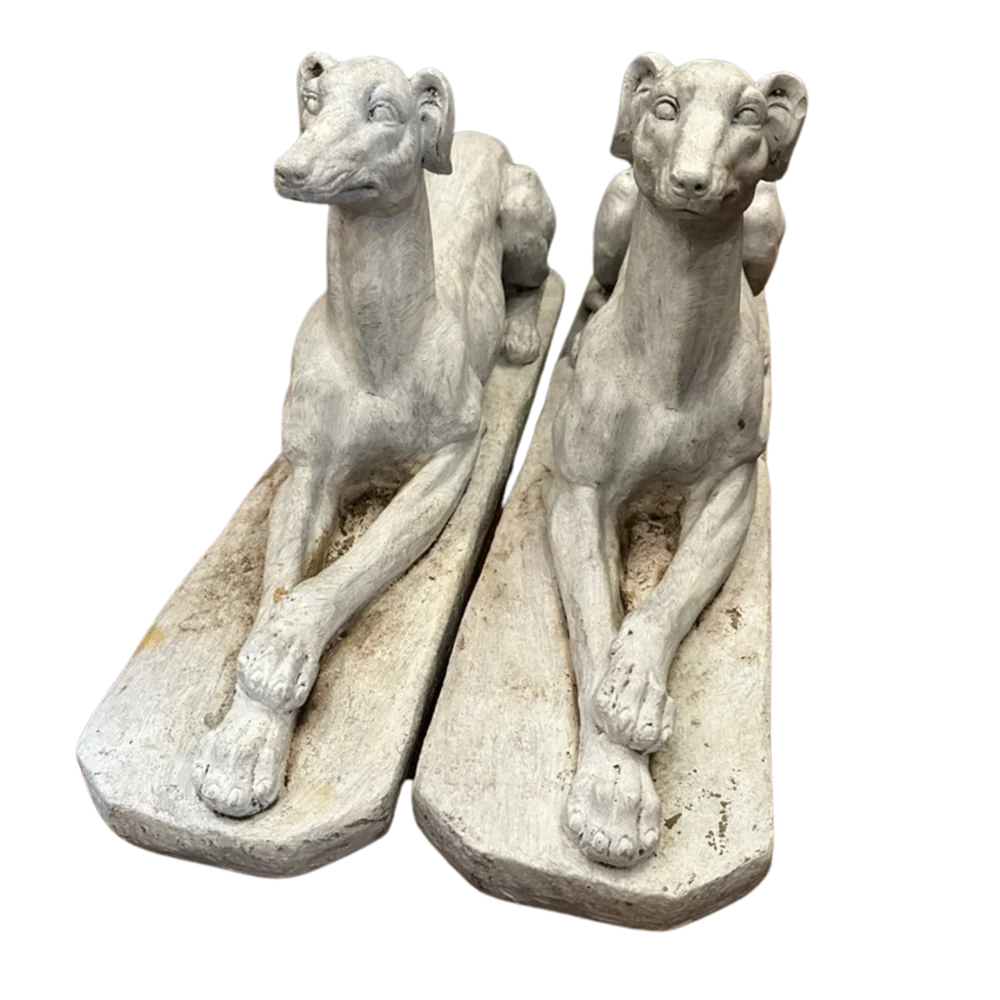 Pair of Vintage Garden Greyhound Statues - Image 2