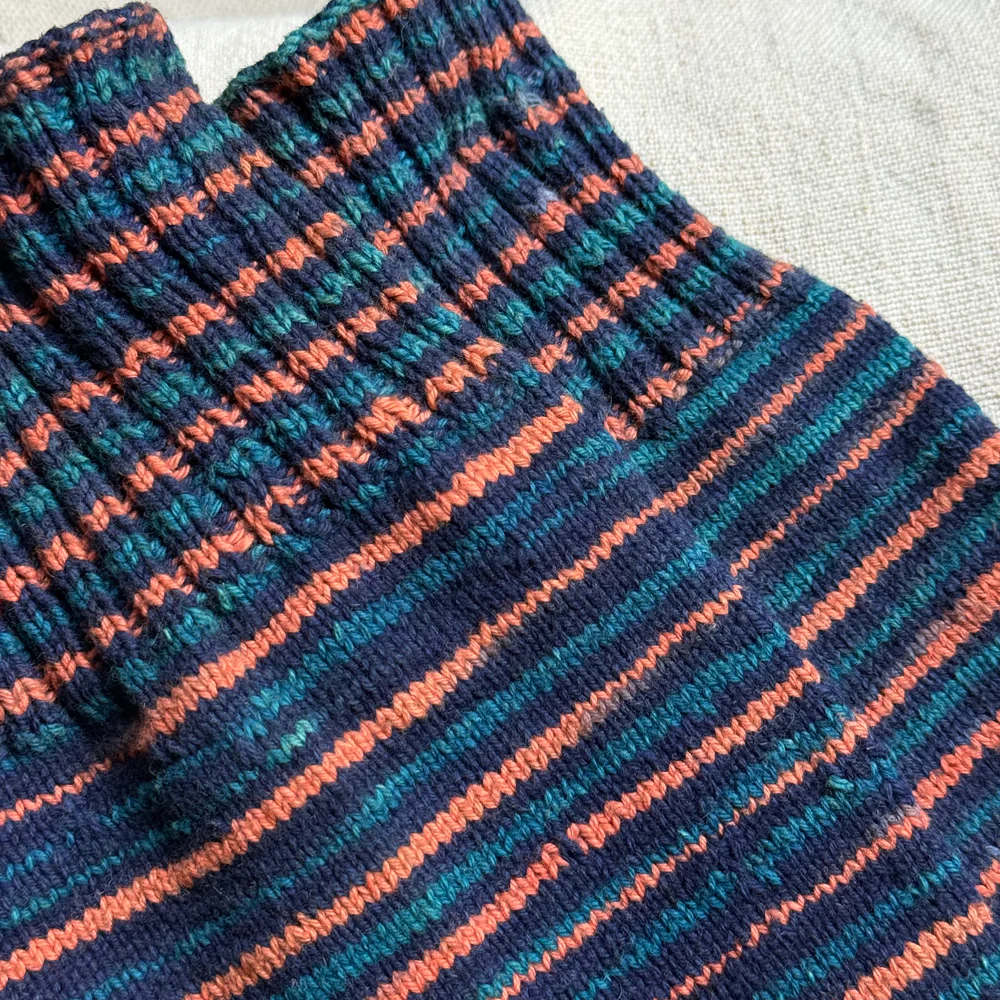 Pair of Antique German Striped Socks (#3) - Image 7