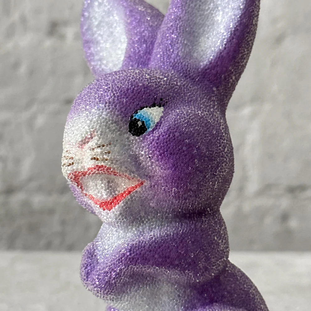 Ino Schaller Papier Mâché Lavender Beaded Bunny with Big Teeth - Image 3
