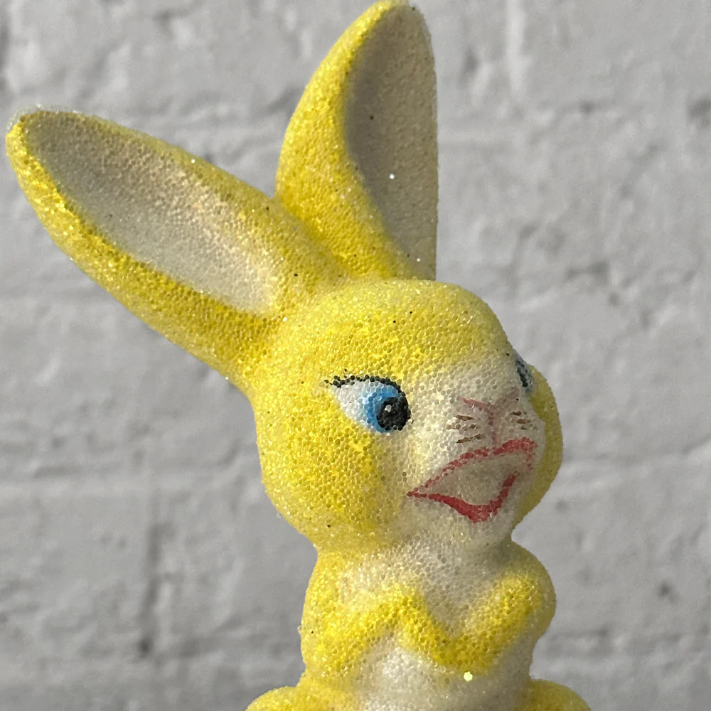 Ino Schaller Papier Mâché Beaded Yellow Bunny with Big Teeth - Image 2