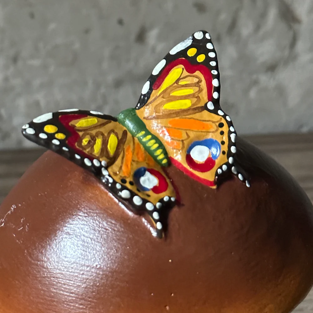 Papier-Mâché Brown Mushroom with Butterfly Candy Box - Image 2