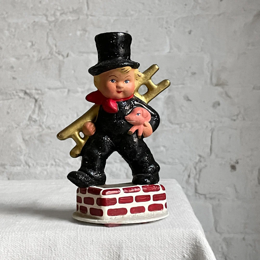 Papier Mâché Chimney Sweep with Piglet