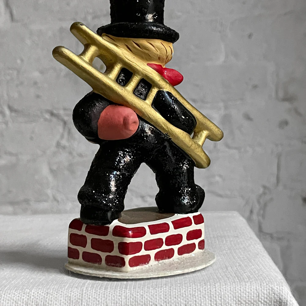Papier Mâché Chimney Sweep with Piglet - Image 2
