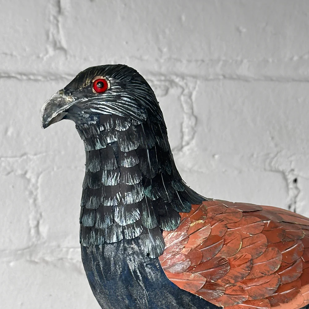 Papier-Mâché Greater Coucal Bird #37 - Image 2