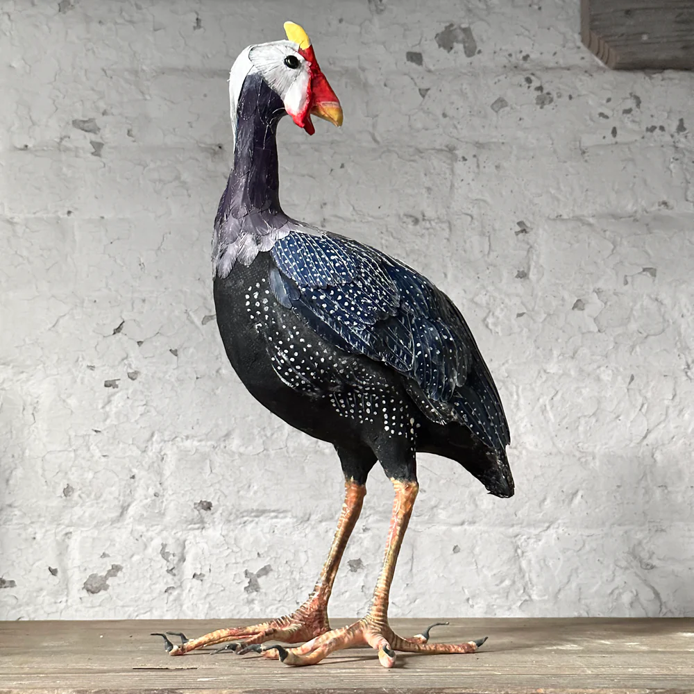Papier-Mâché Guinea Fowl with Chick #38A - Image 2