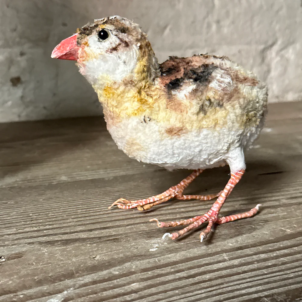 Papier-Mâché Guinea Fowl with Chick #38A - Image 3