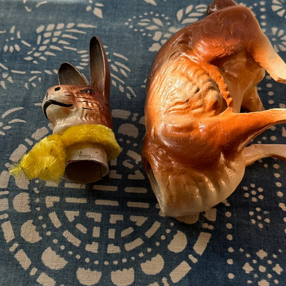 Papier-Mâché Sitting Rabbit with Yellow Neck Tie - Image 3