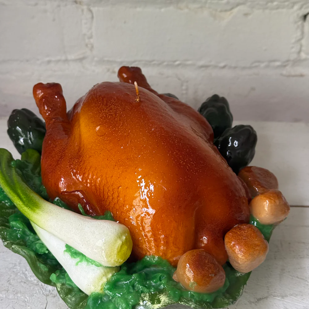 Piatto con Pollo Roasted Chicken Plate with Vegetables Candle - Image 3