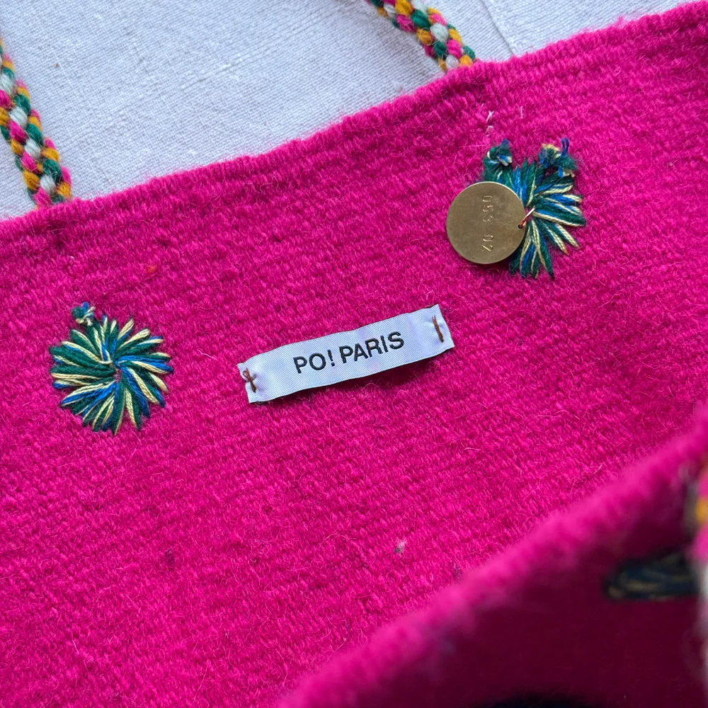 PO! Paris Nathalie Lete Woven & Knotted "Les Petites Fleur" Tote Bag in Rose - Image 5
