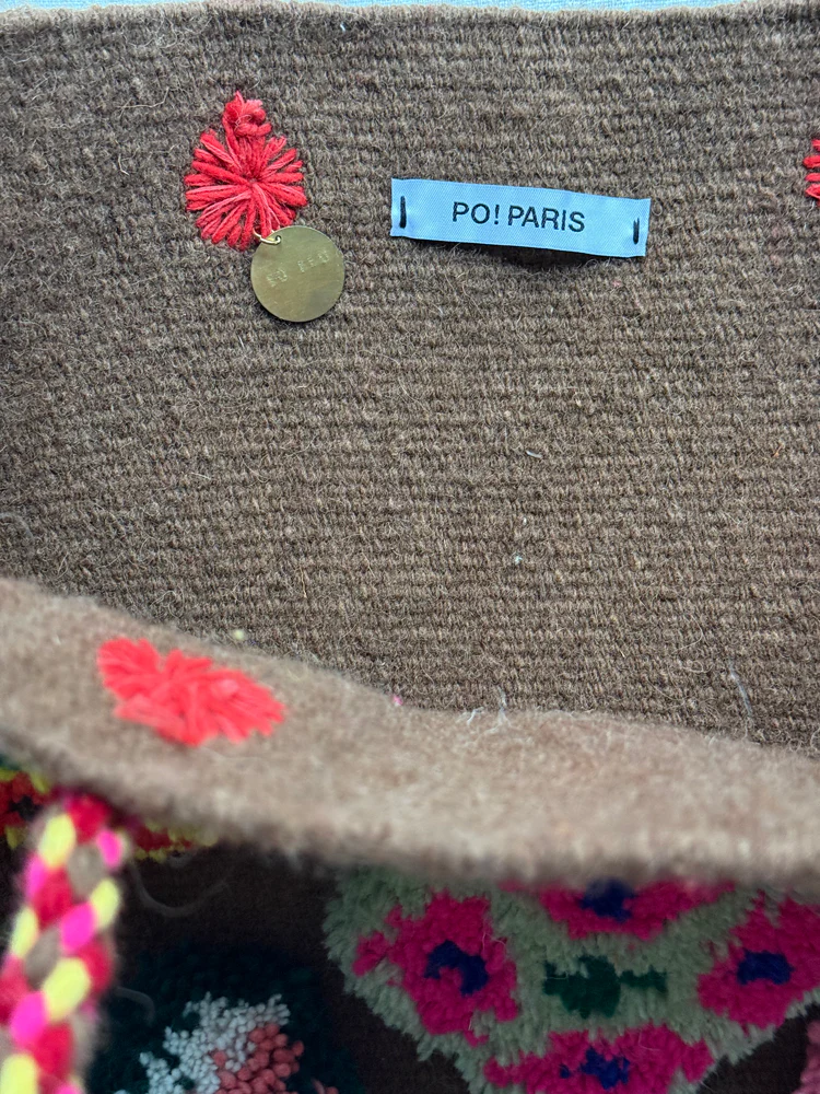 PO! Paris Nathalie Lete Woven & Knotted "Les Petites Fleur" Tote Bag in Merron - Image 5