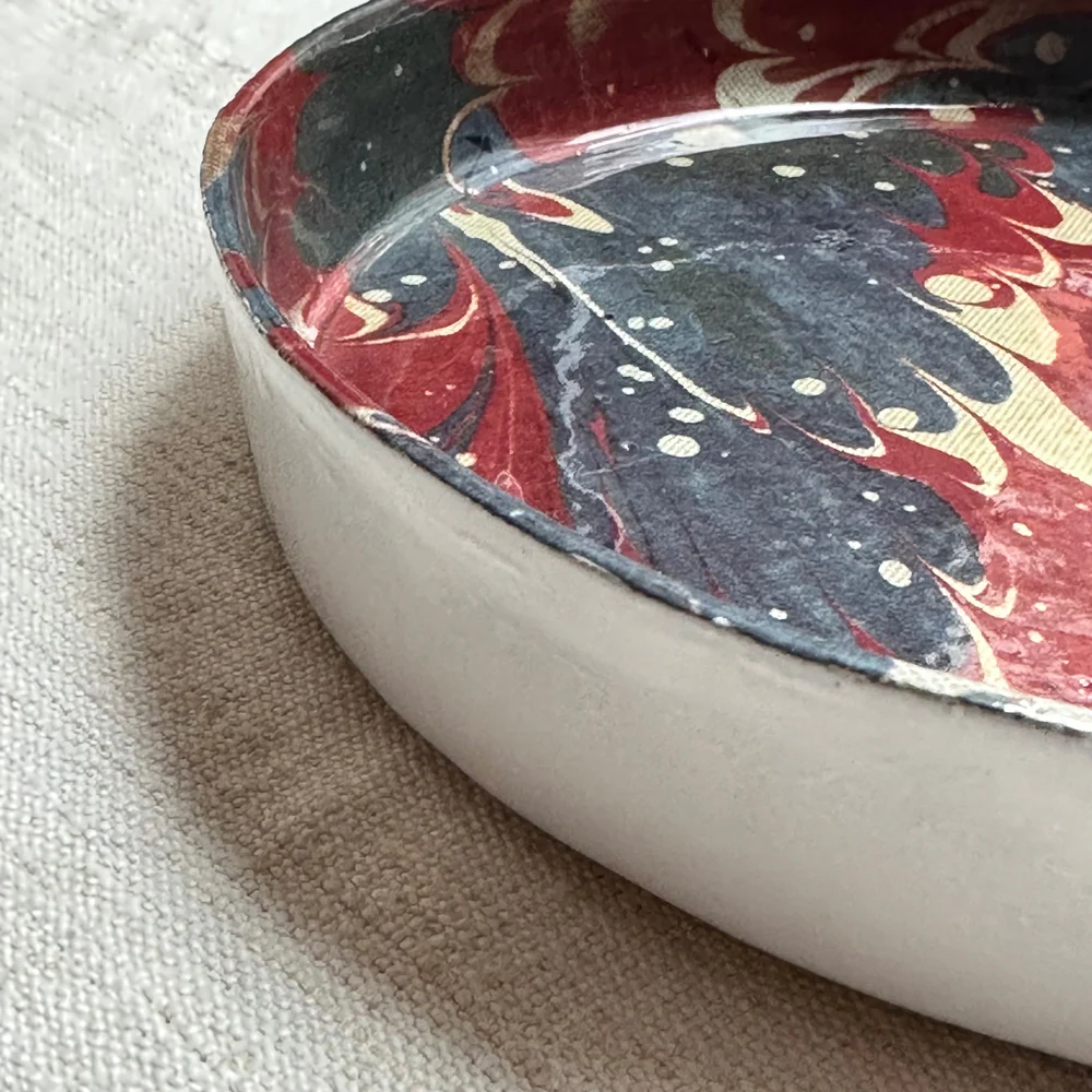 Red, Blue & Yellow Marble Small Rimmed Plate - Image 2