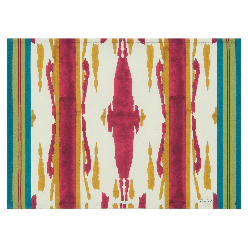 Set of 4 Cotton Lisa Corti Flame Aubergine Gold Placemats