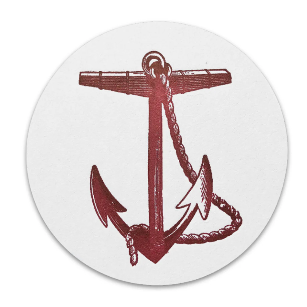 Set of 8 Letterpress Anchor Coasters