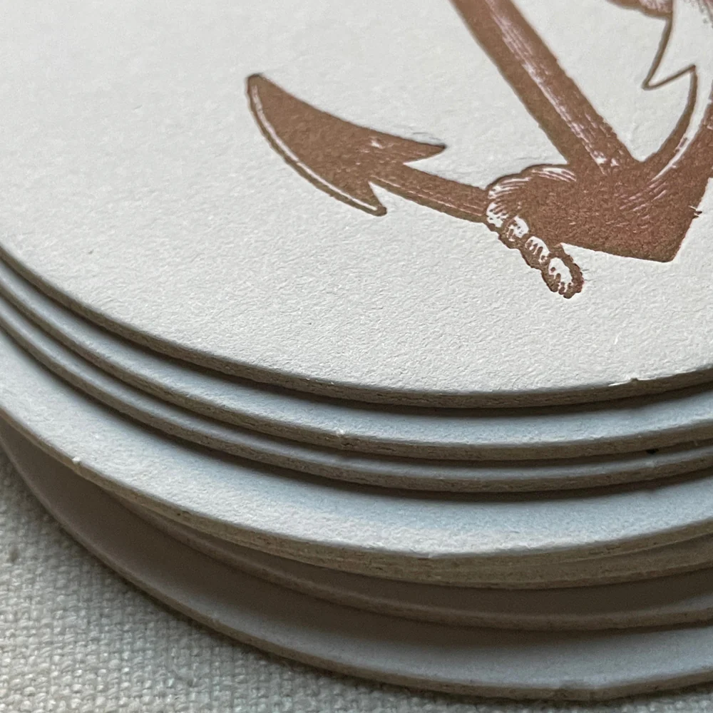 Set of 8 Letterpress Anchor Coasters - Image 2
