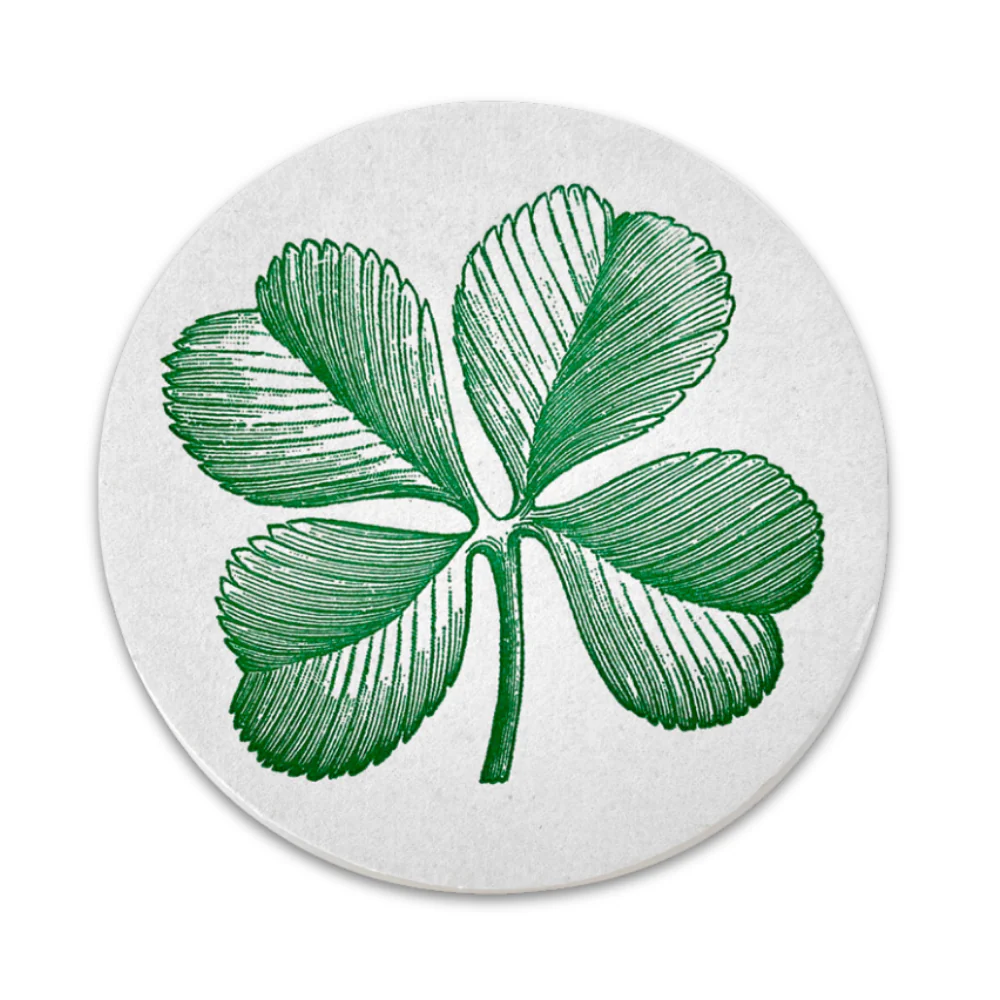 Set of 8 Letterpress Green Clover Coasters