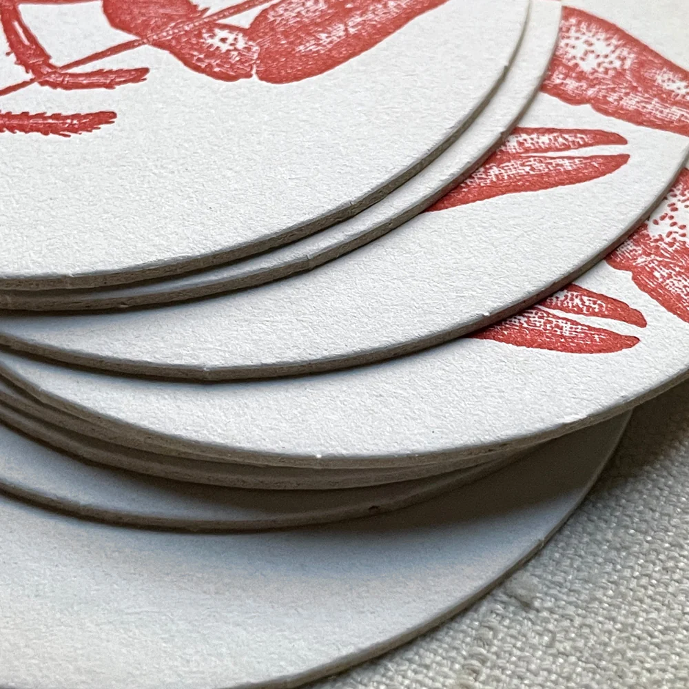 Set of 8 Letterpress Lobster Coasters - Image 2