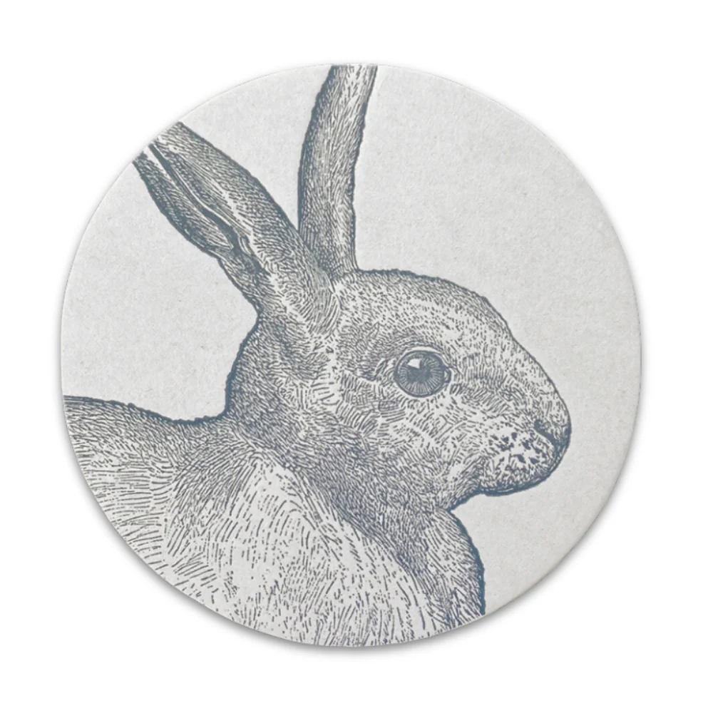Set of 8 Letterpress Rabbit Coasters