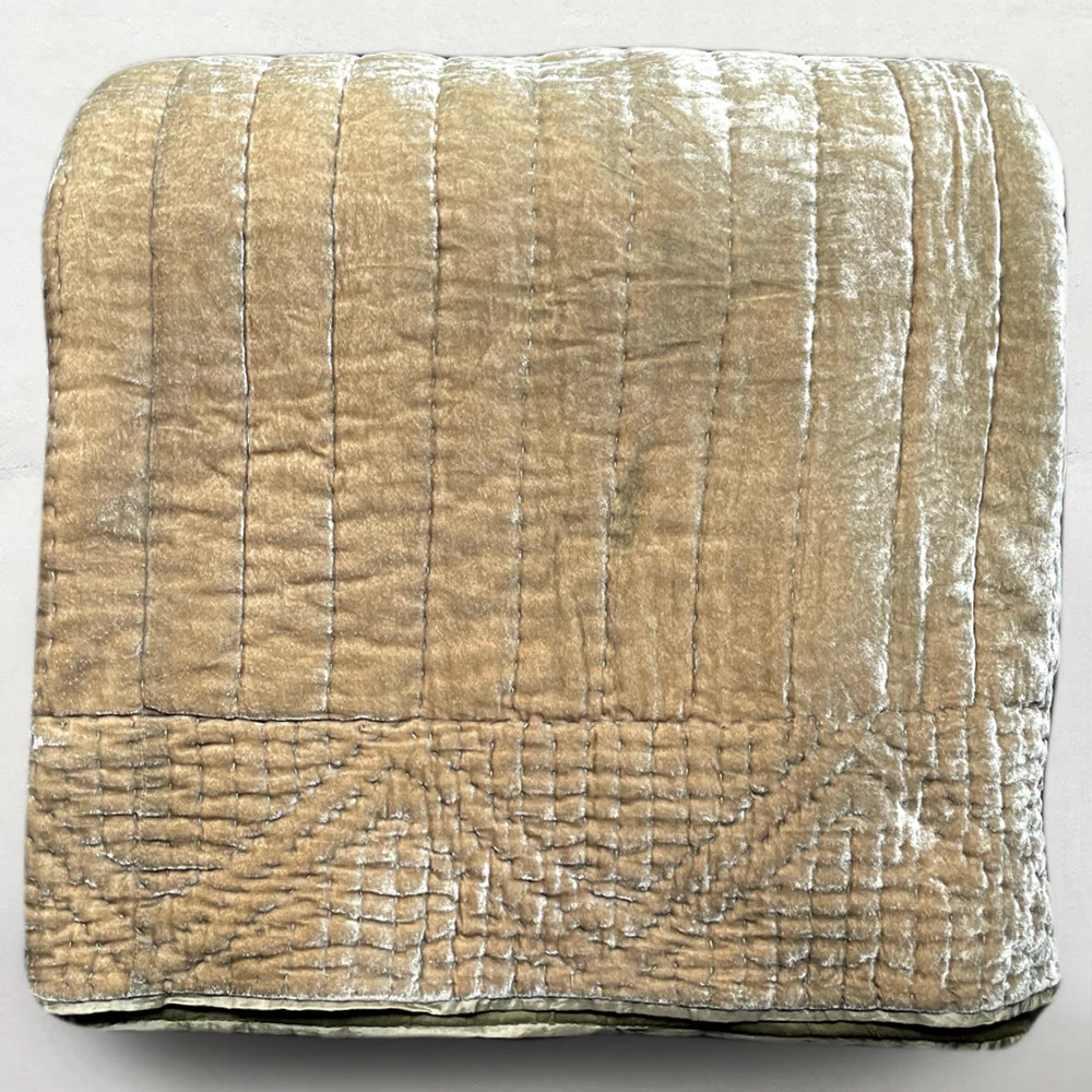 Silk Velvet King Quilt in Silver Green