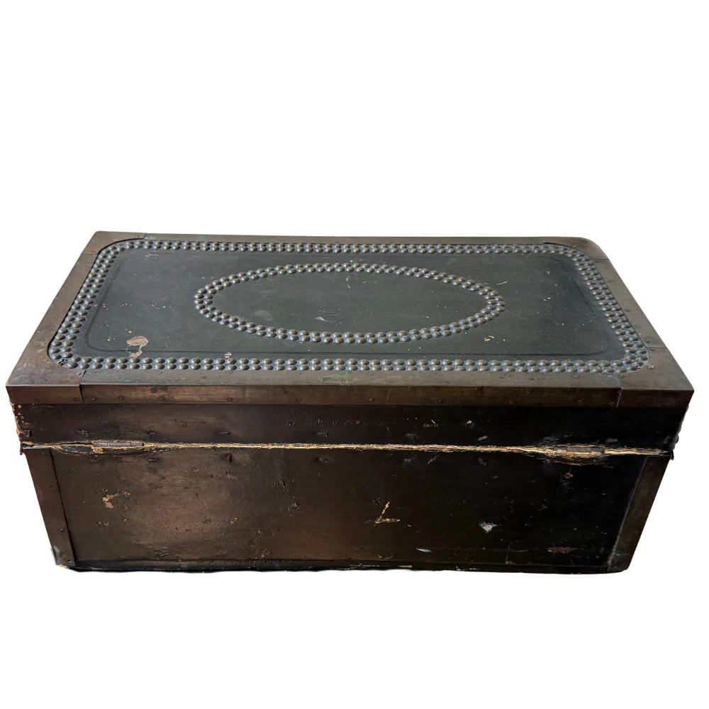 19th-century China Trade Leather Camphor Chest with Paper Lining (# 3) - Image 2