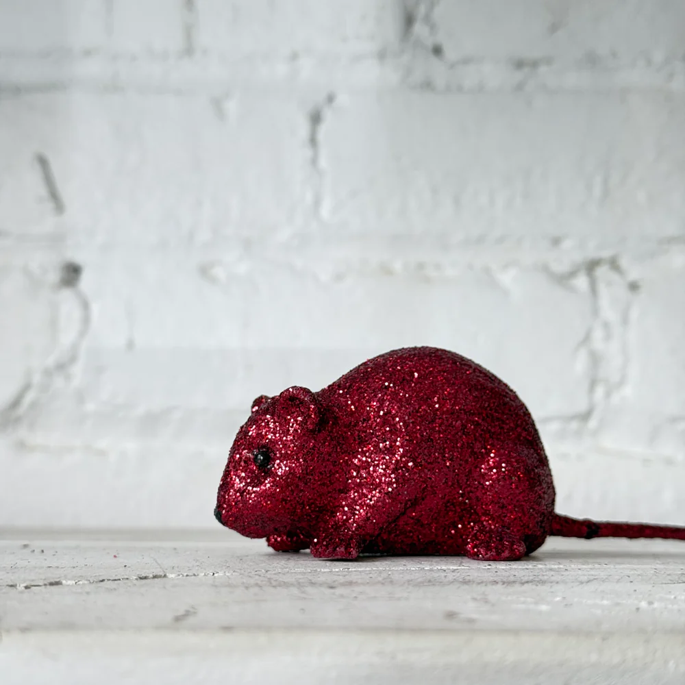 Small Burgundy Glitter Mouse - Image 2