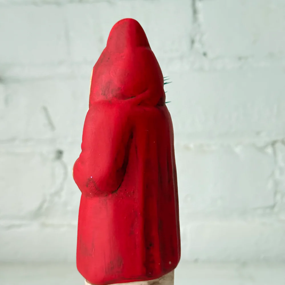 Small Papier-Mâché Santa in Old Red Finish - Image 3