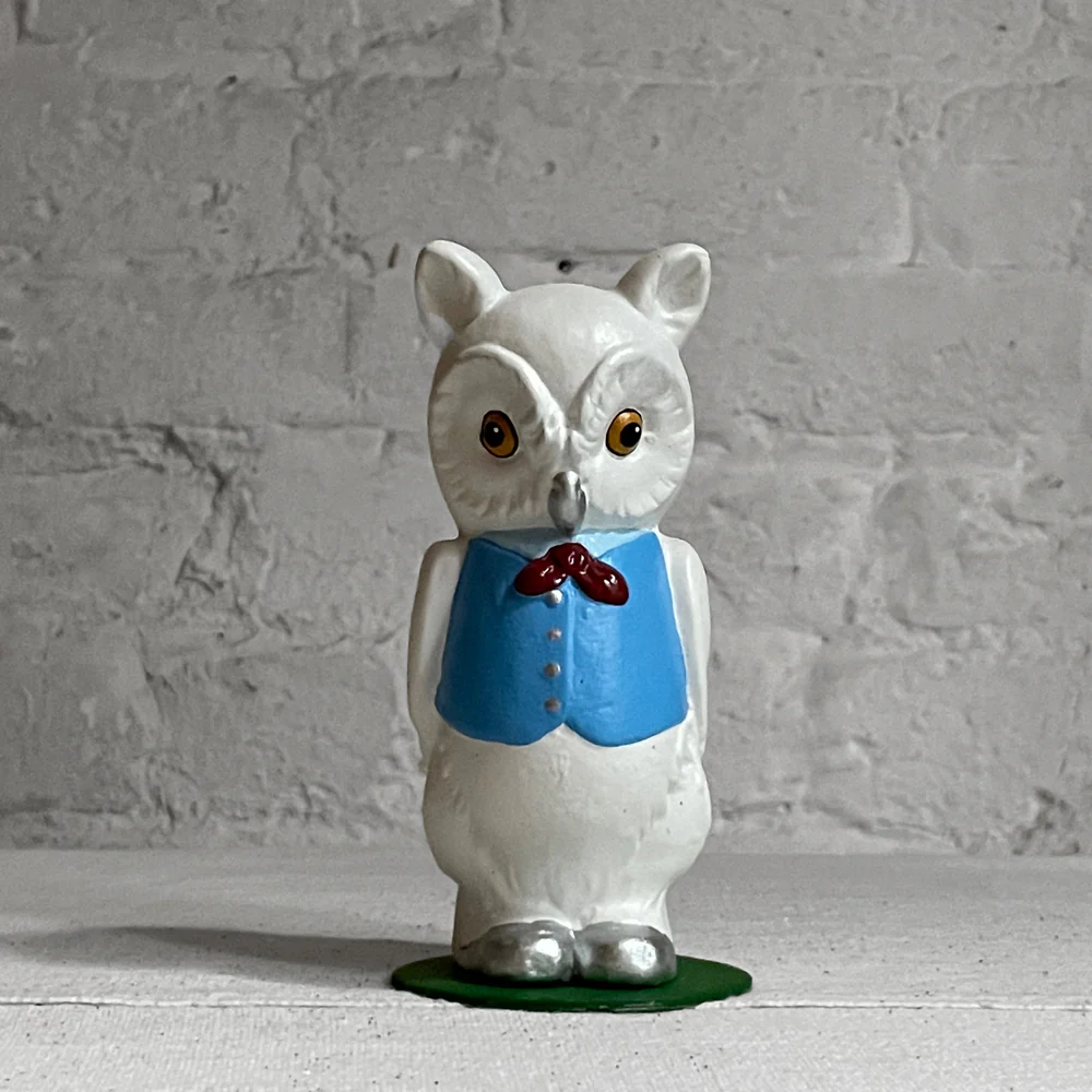 Ino Schaller Snow Owl in Blue Vest Candy Box