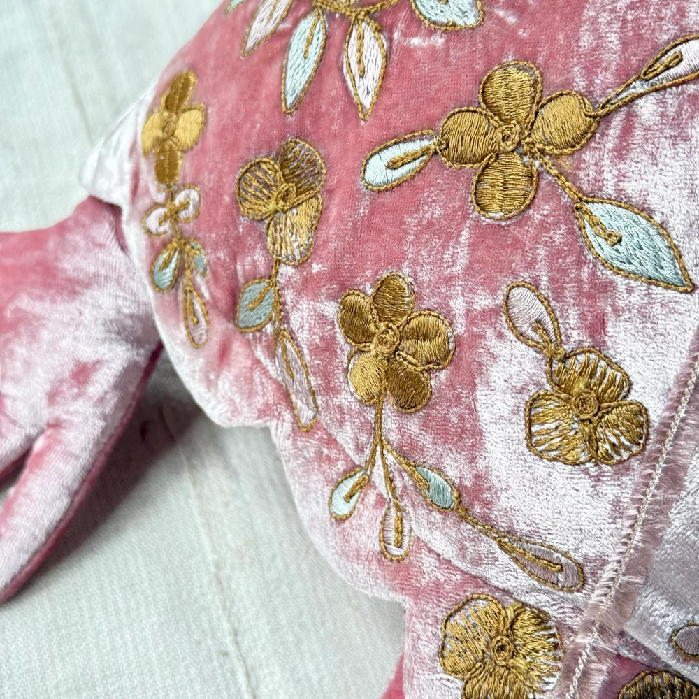 Sona Embroidered Big Silk Velvet Turtle in Cyclamen - Image 4