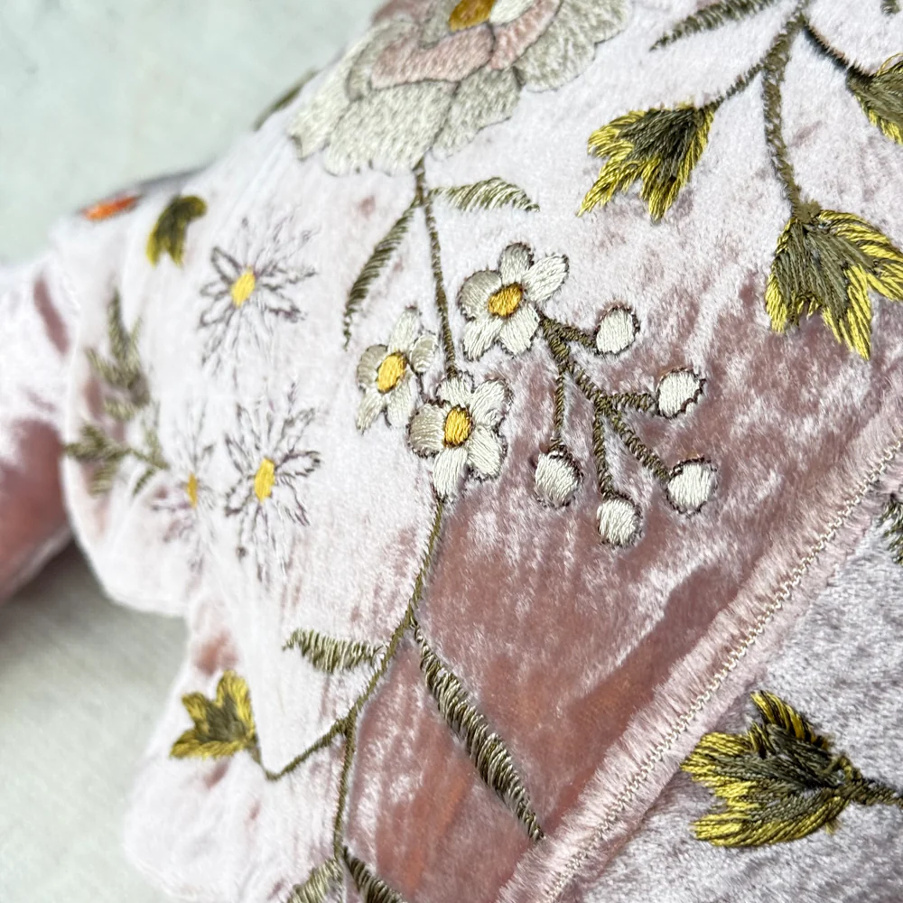 Sophia Embroidered Big Silk Velvet Turtle in Pink Quartz - Image 5