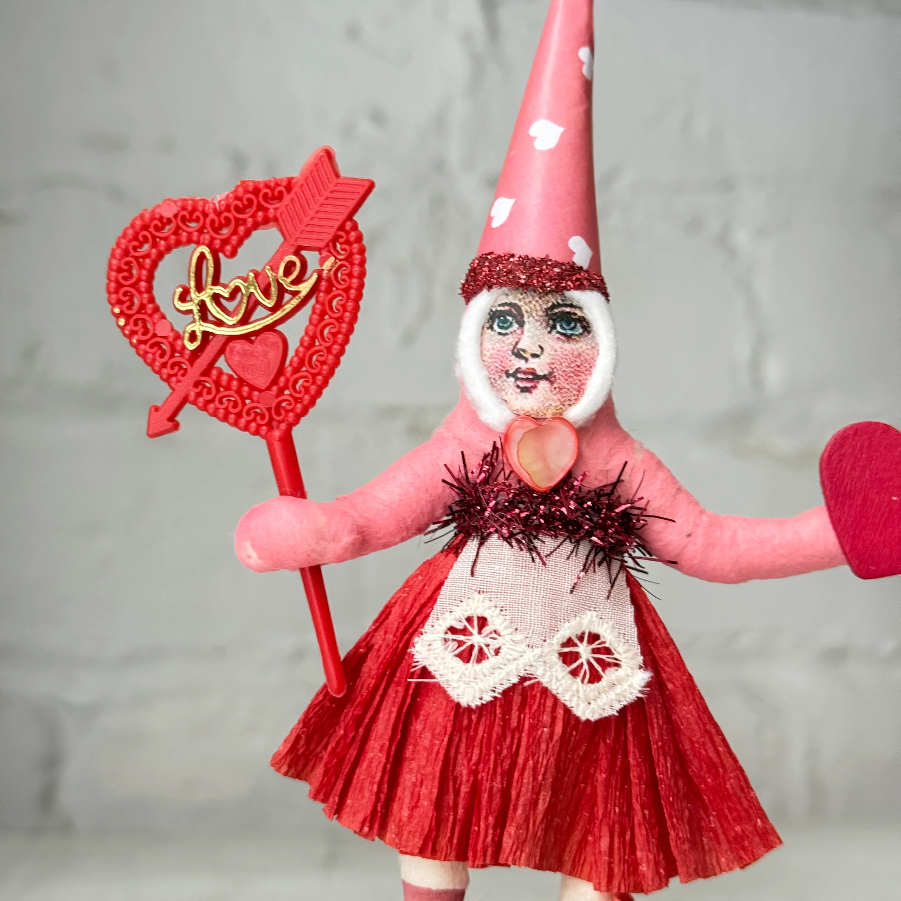 Spun Cotton Pink Valentine's Day Girl with Heart #11 - Image 2