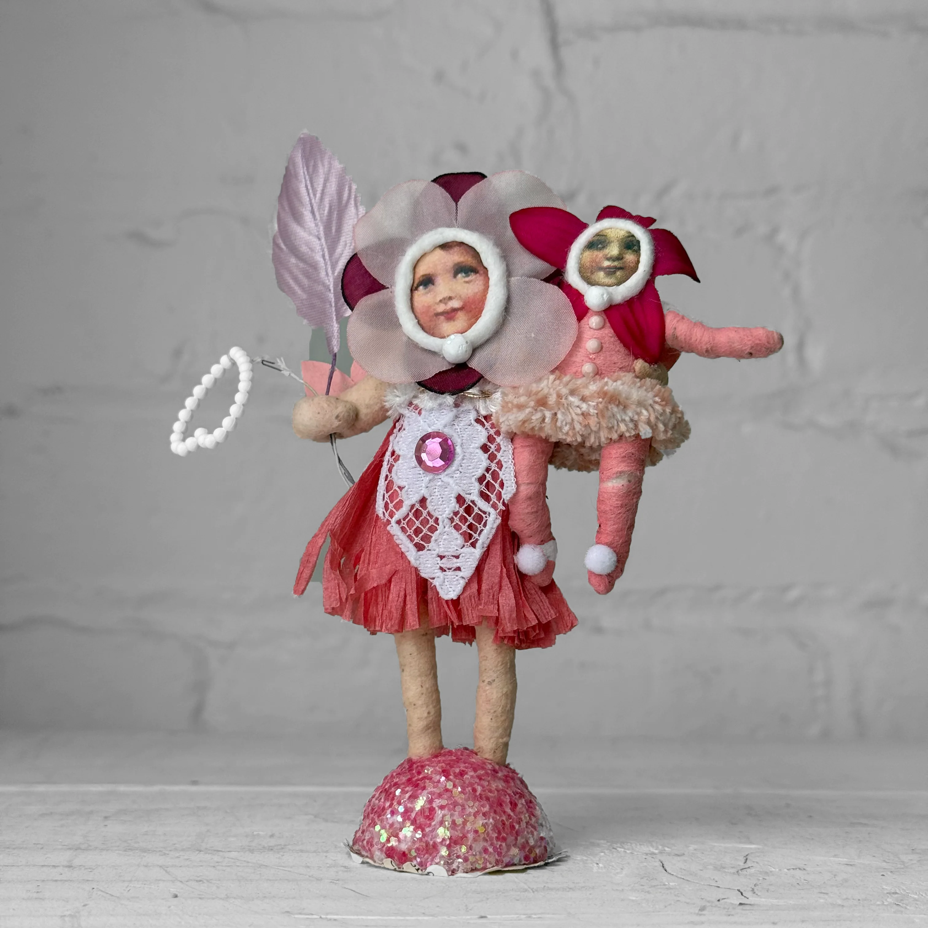 Spun Cotton Valentine's Day Flower Mom and Child #7