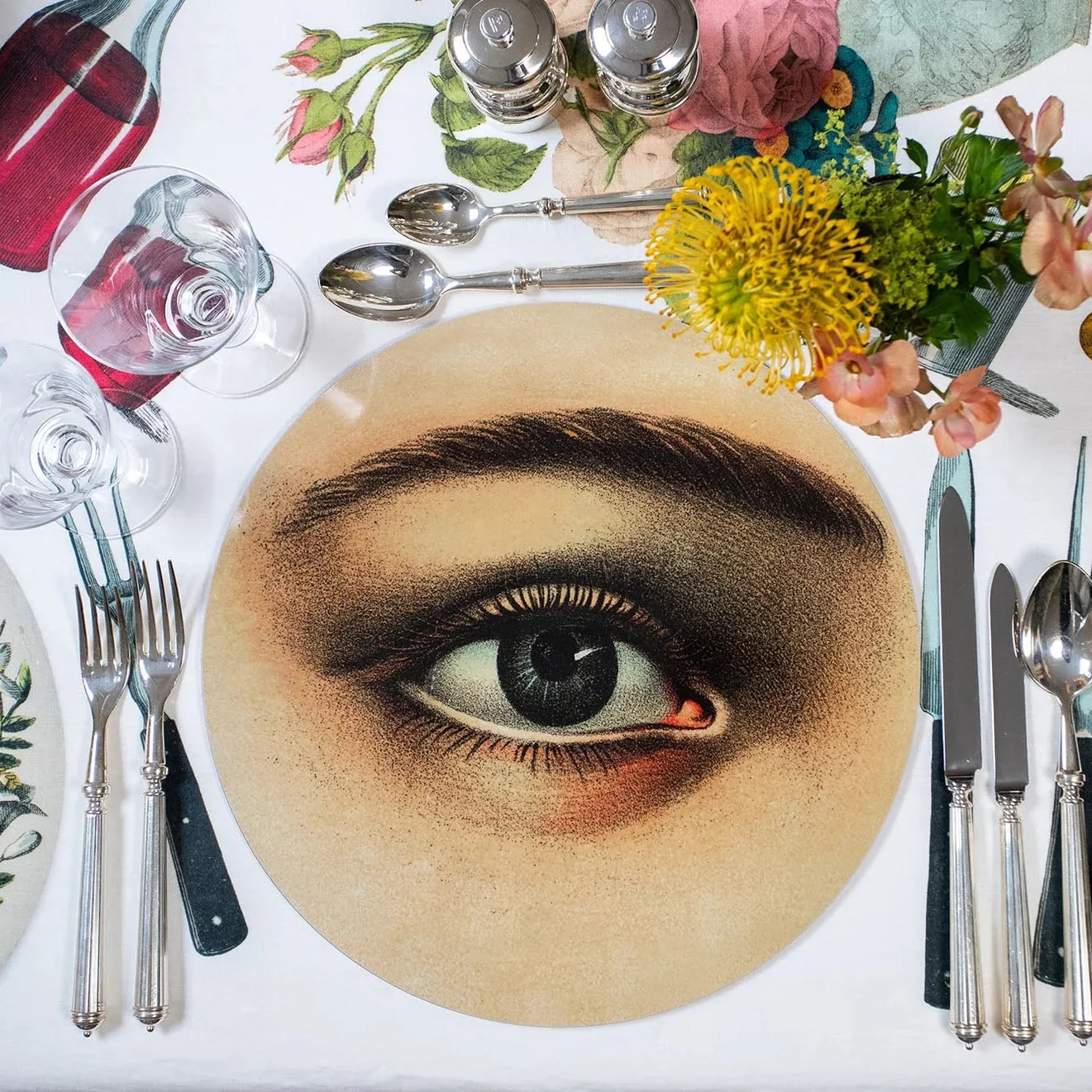 Summerill & Bishop x John Derian 'Eye' Round Cork-Backed Placemat - Image 5
