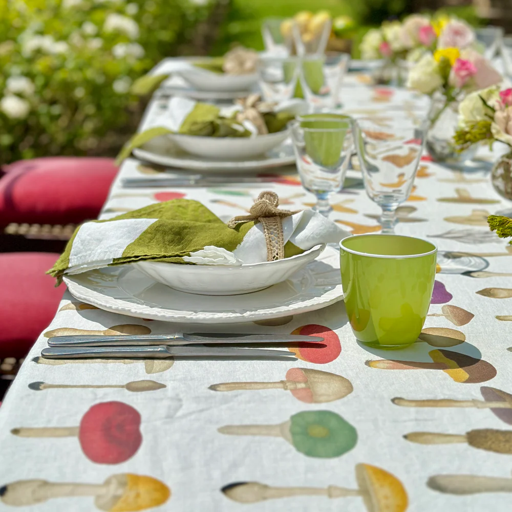 Summerill & Bishop x John Derian "Fungi" Tablecloth in White - Image 3