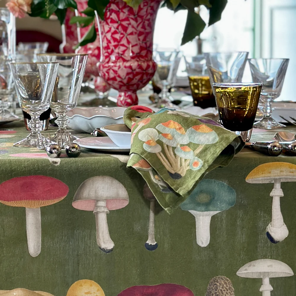 Summerill & Bishop x John Derian "Fungi" Linen Napkin Set of 6 - Image 4