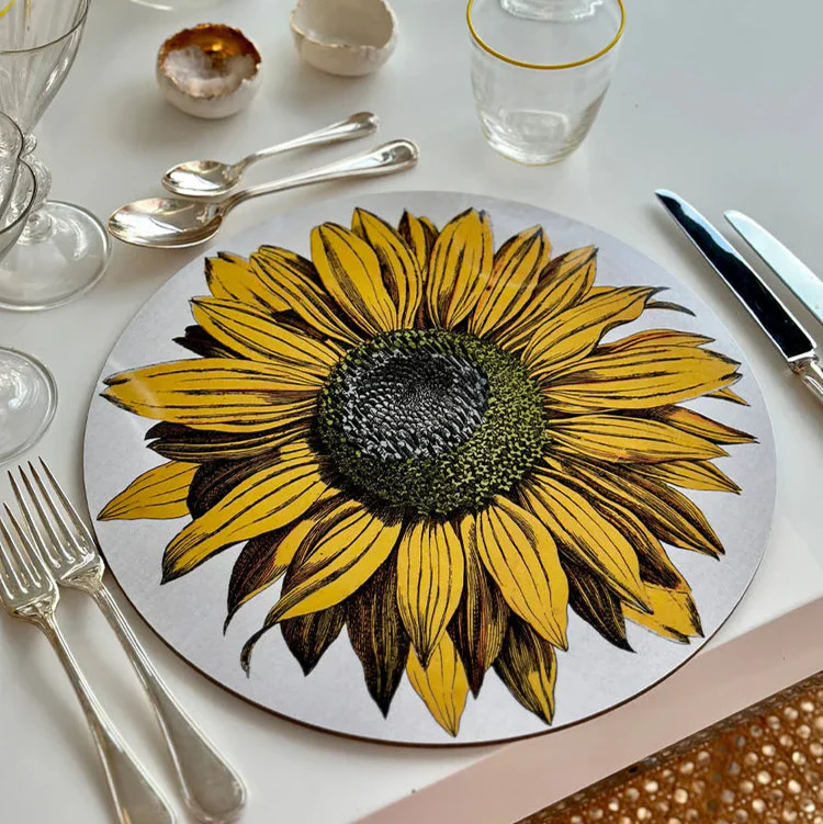 Summerill & Bishop x John Derian 'Sunflower' Round Cork-Backed Placemat - Image 4