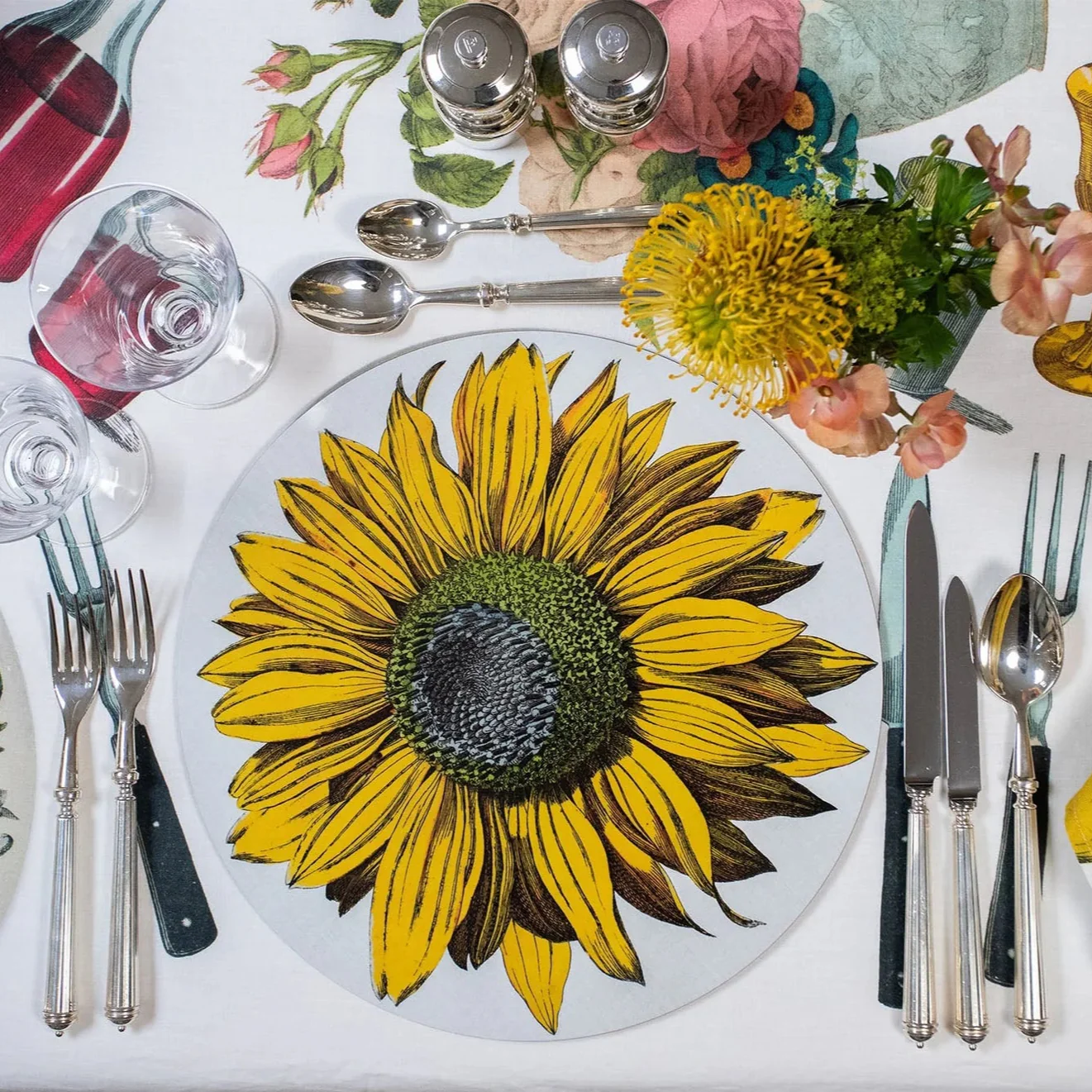 Summerill & Bishop x John Derian 'Sunflower' Round Cork-Backed Placemat - Image 5