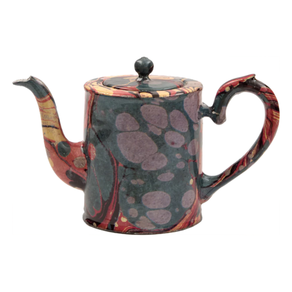 Green Yellow and Red Marble Teapot - Small