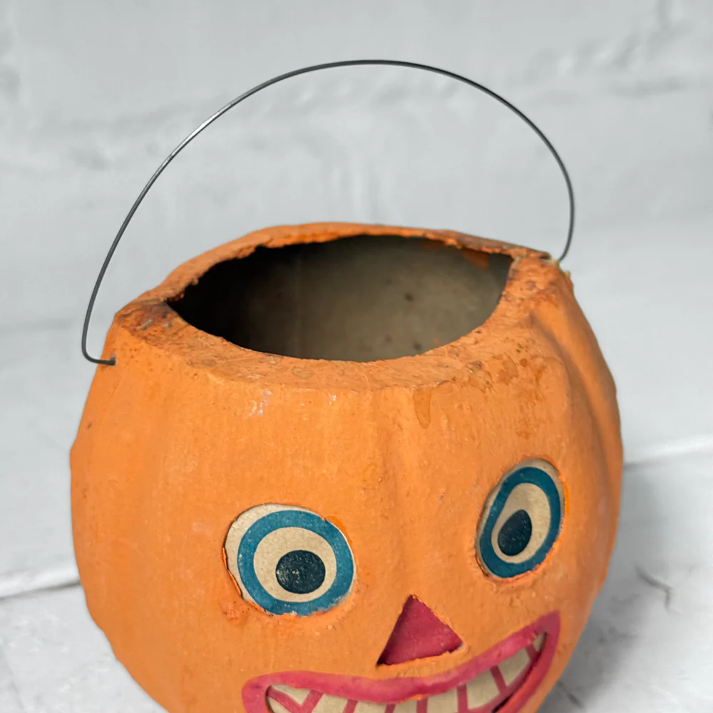 Vintage German Medium Halloween Jack-O'-Lantern Bucket - Image 5