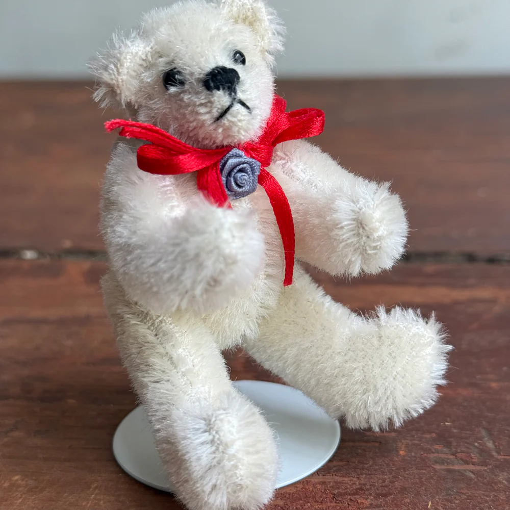 Vintage Miniature Teddy Bear on Stand - Image 4