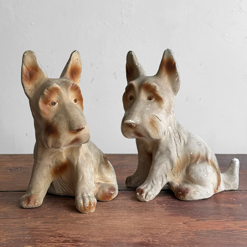 Vintage Pair of Chalkware Scottish Terrier Figurines