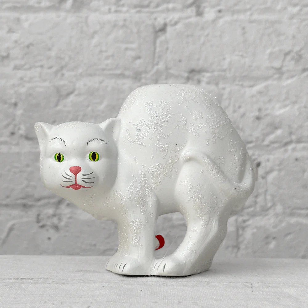 White Arched Glitter Cat