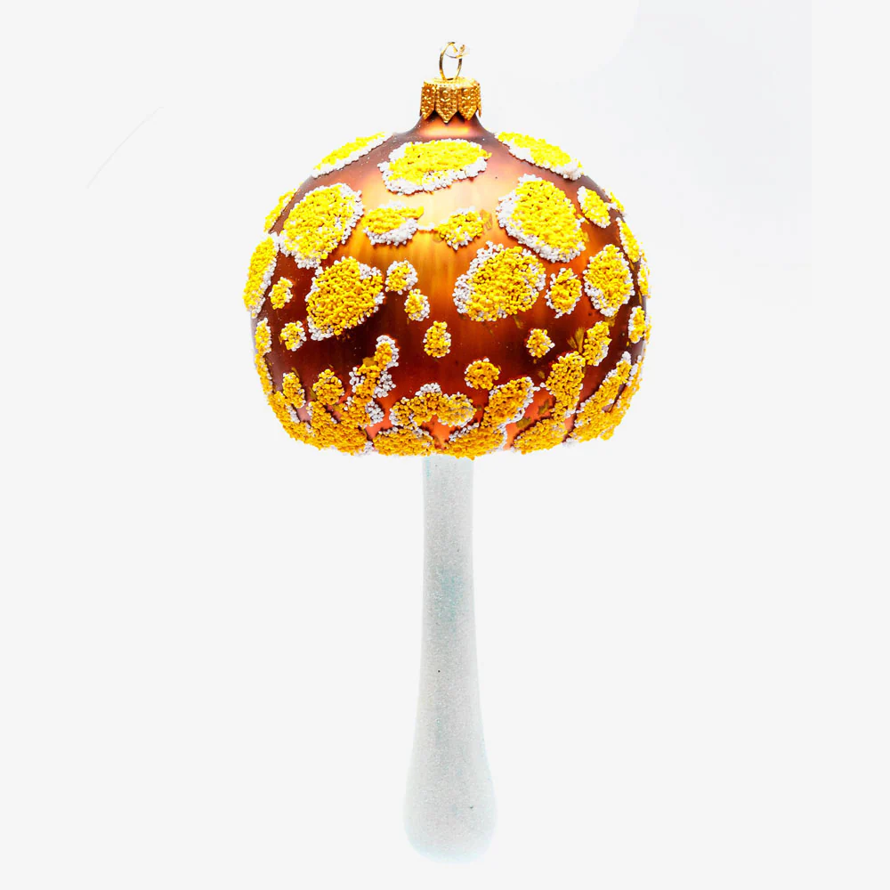 Yellow & Brown Mushroom Ornament