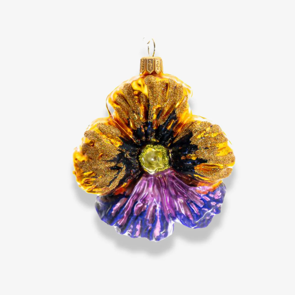Yellow & Purple Pansy Blossom Ornament